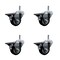 Service Caster 3'' Black Poly Swivel 7/16'' Grip Ring Stem Caster Set with Brake, 4PK SCC-GR20S314-PPUB-BLK-PLB-716138-4 - alternate 1
